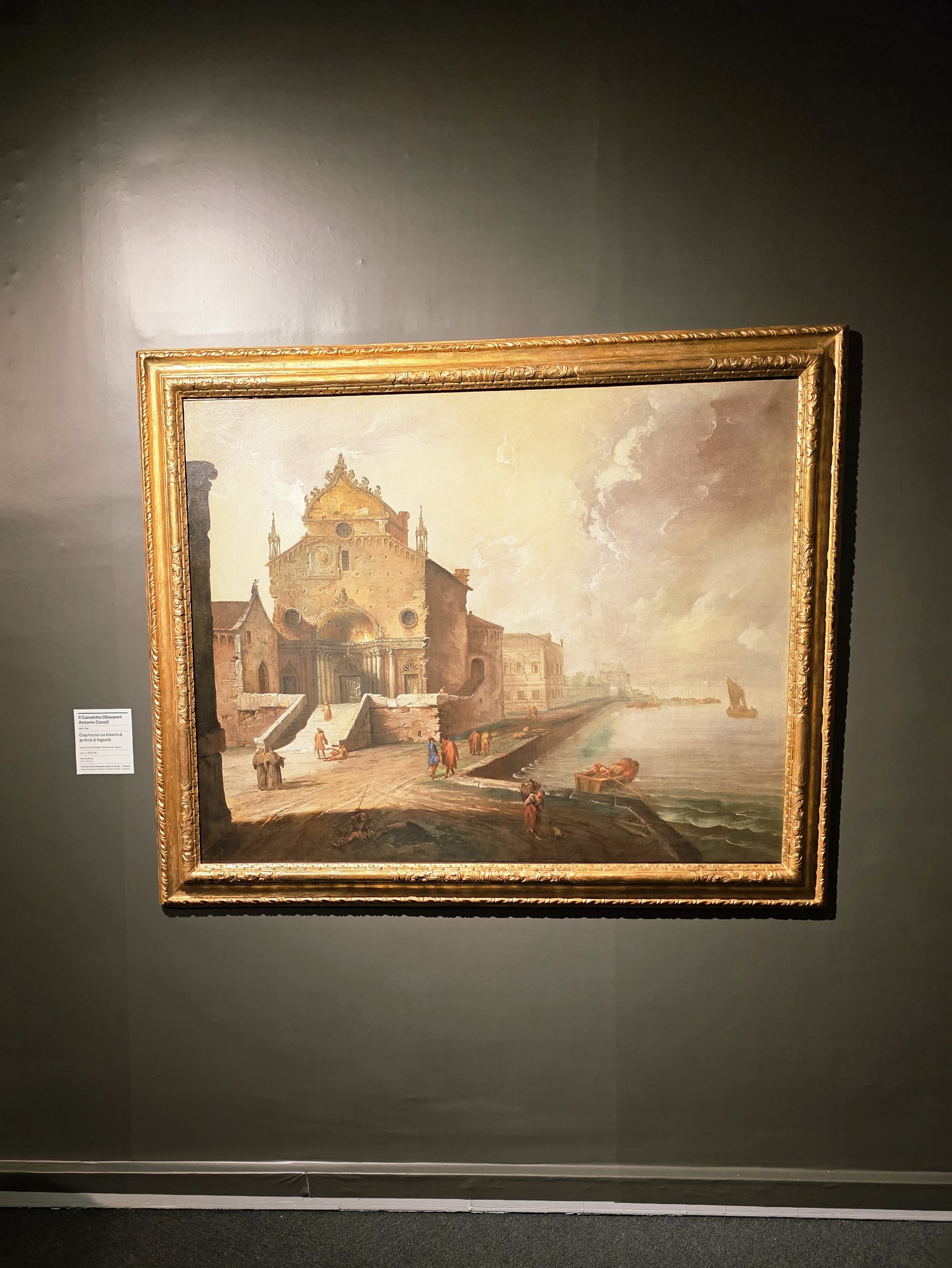 Farmecul Antichității Il Canaletto Capriccio cu biserică gotică și lagună
