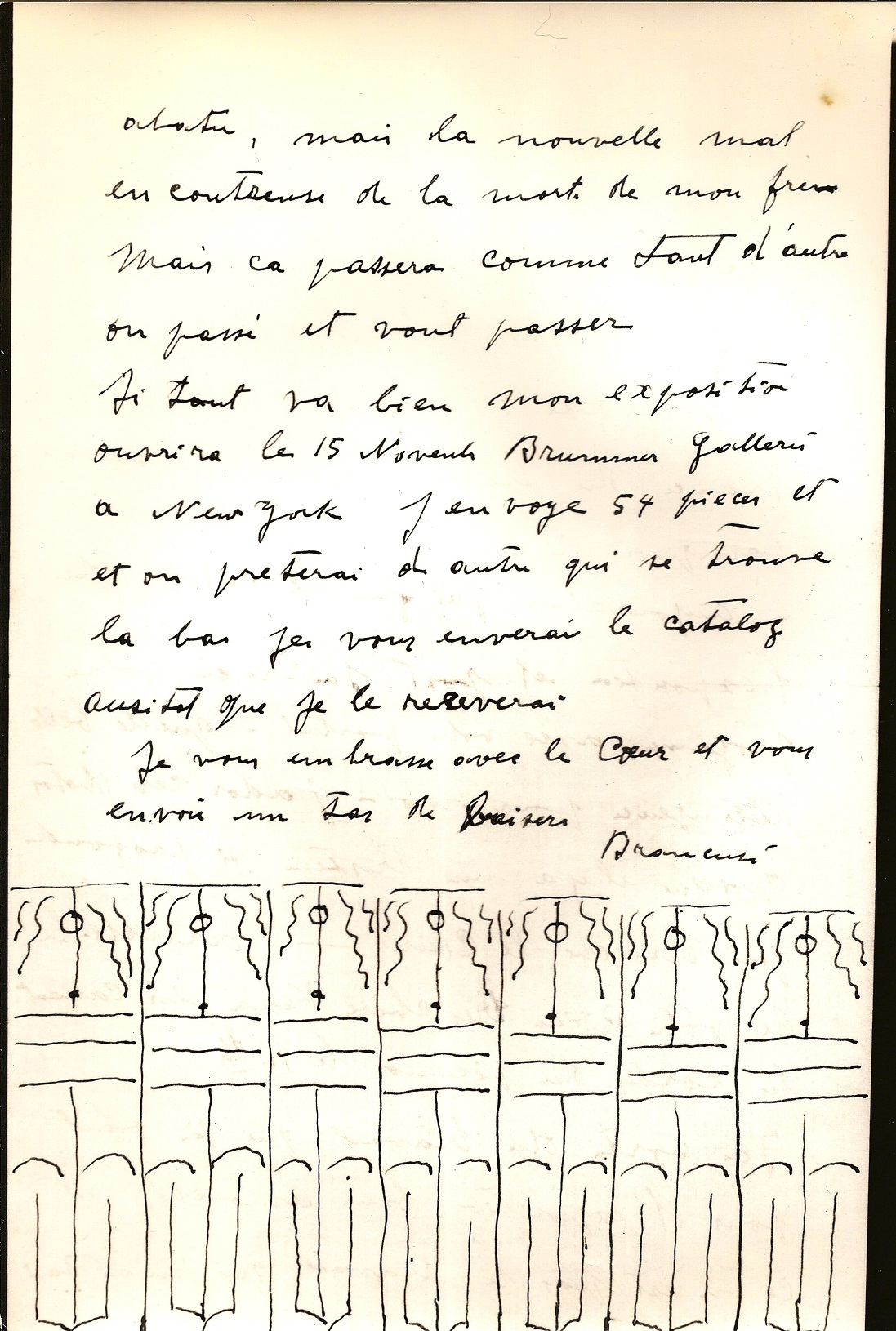 Scrisoare către Vera Moore de la Constantin Brâncuși, colecție privată